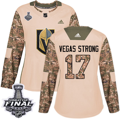 Adidas Golden Knights #17 Vegas Strong Camo Authentic Veterans Day 2018 Stanley Cup Final Women's Stitched NHL Jersey